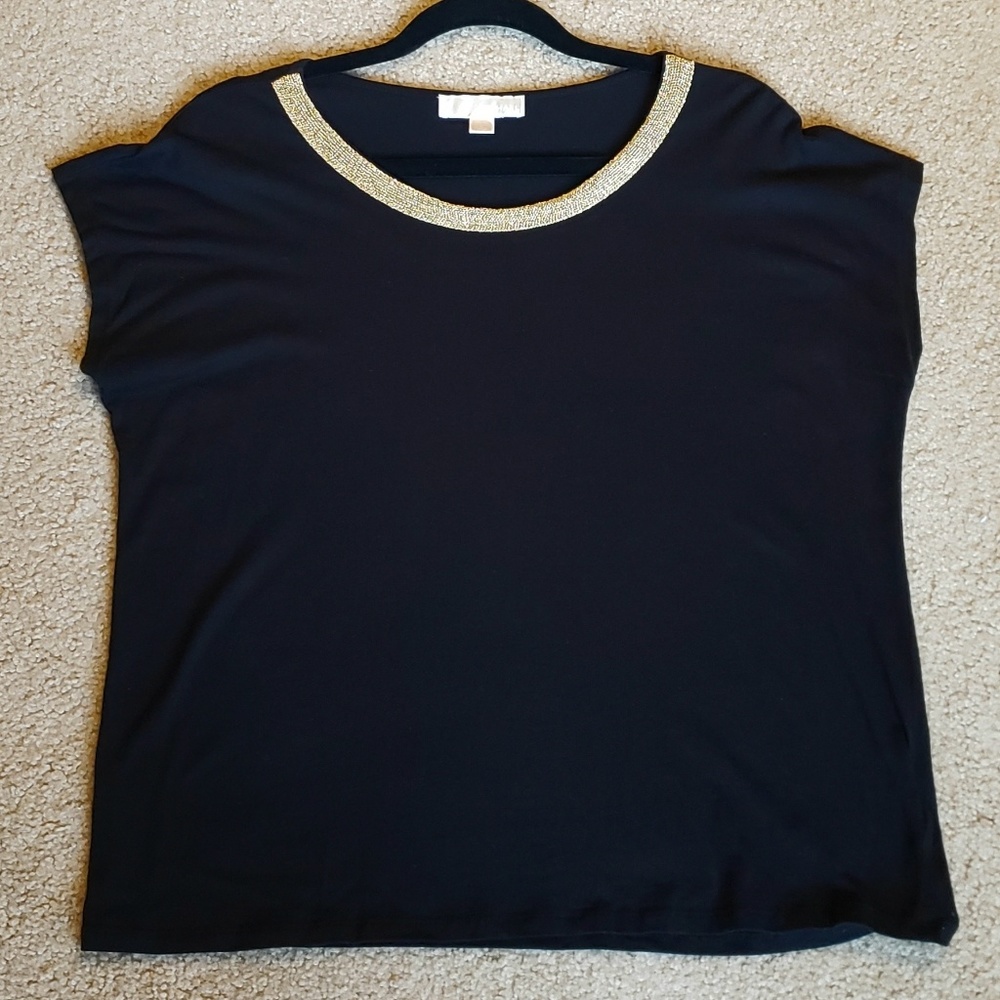 Michael Kors Large black shirt w/gold neckline